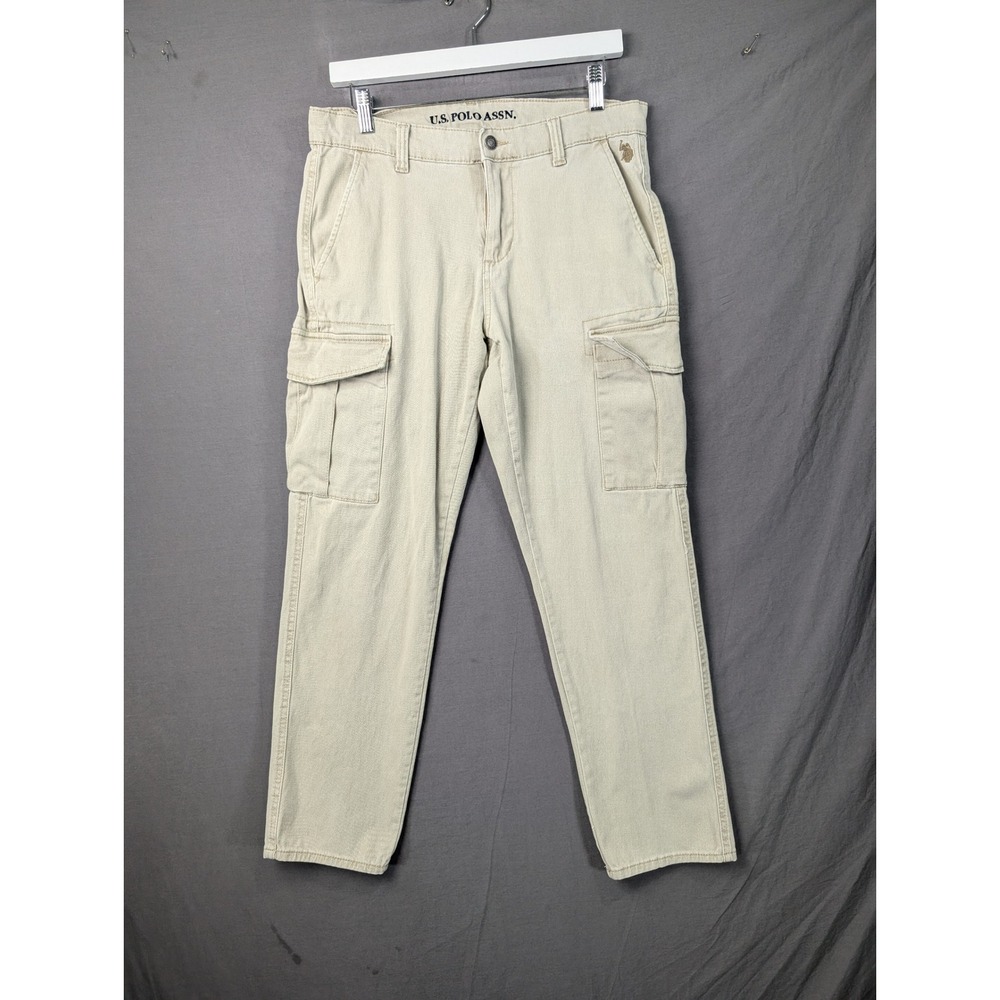 US Polo Assn Mens Cargo Pants Beige W30 L30 Activate Stretch Khaki